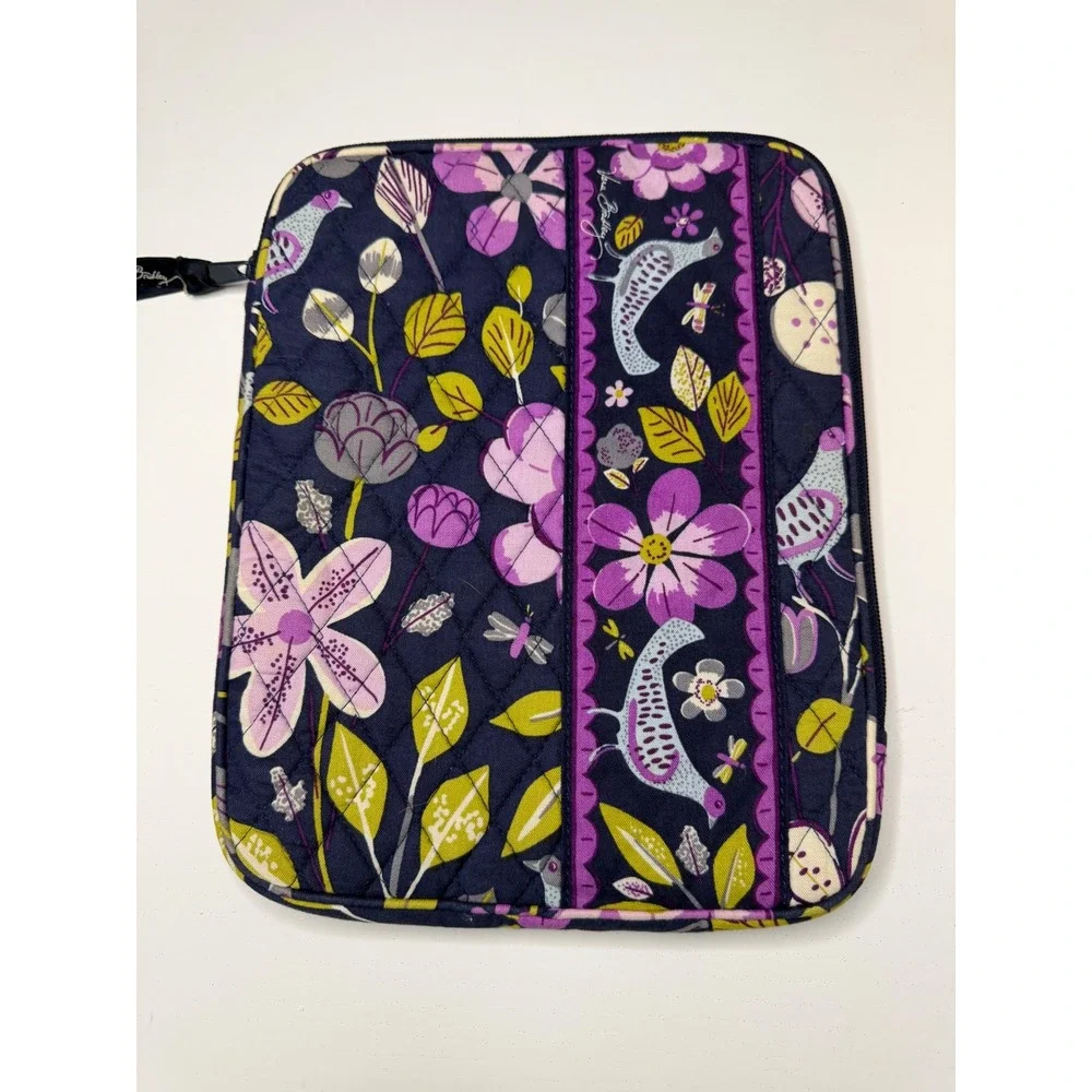 Vera Bradley Night and Day Indigo Quilted Tablet Sleeve Floral Bird Navy Purple